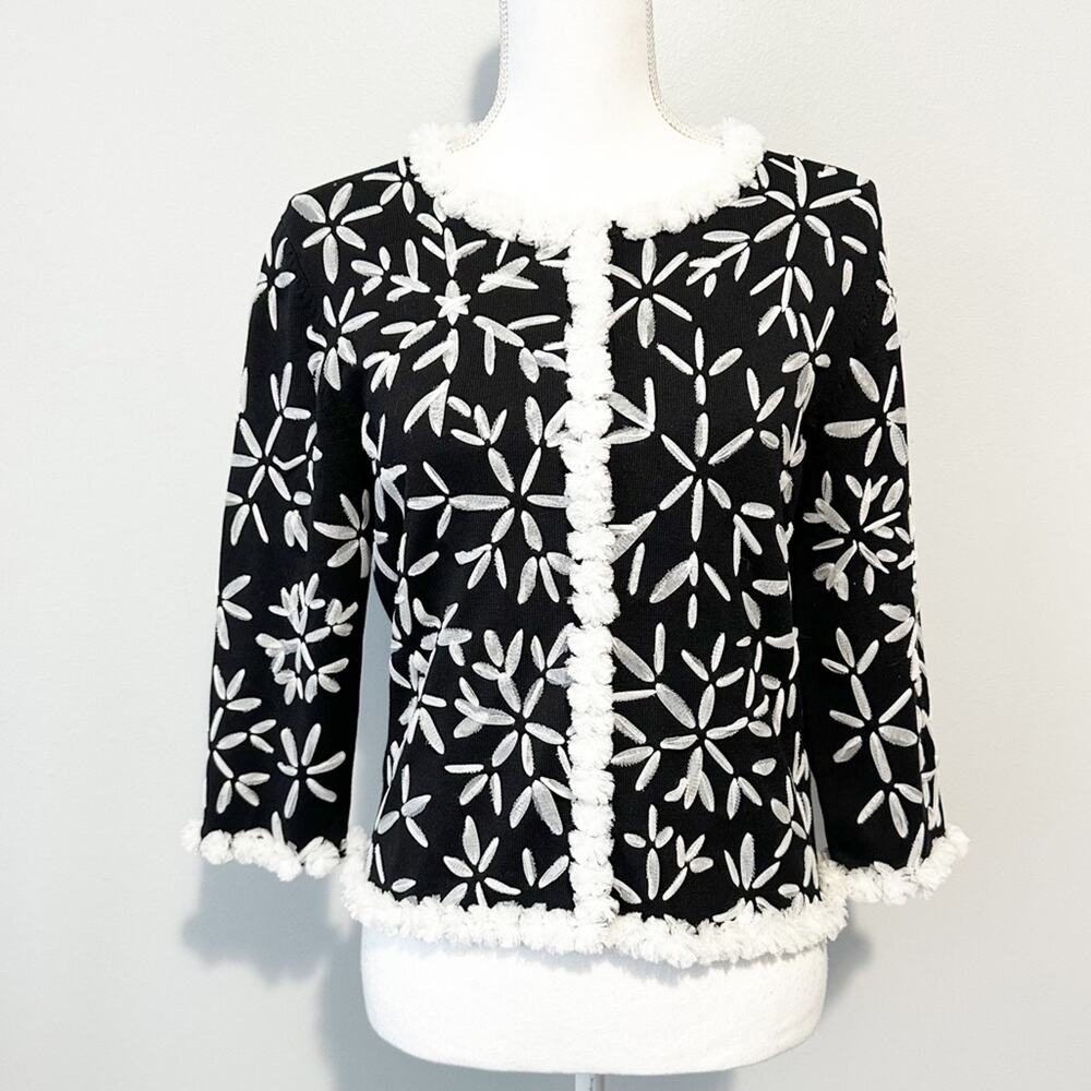 Michael Simon vintage snowflake holiday sweater size small NWT silk ribbon new